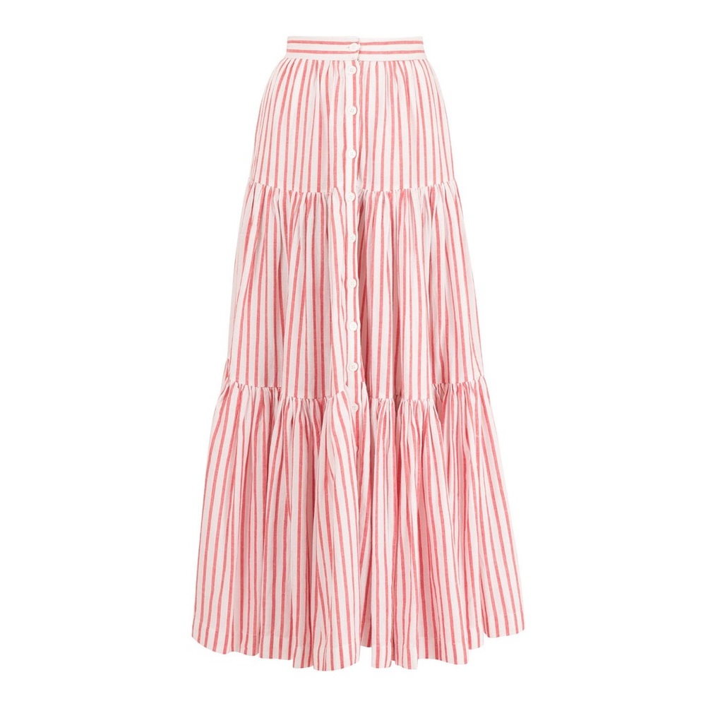 Wiggy Kit Striped Tiered Maxi Skirt